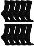 Fruit of the Loom Womens Everyday Soft Cushioned Crew Socks 10 Pair, Black, Shoe Size: 4-10