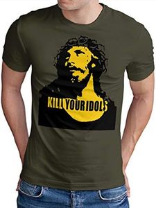 OM3® - Kill Your Idols – Maglietta da uomo – 90s Jesus Hard Rock Punk Grunge Music Band – S – 4XL oliva M