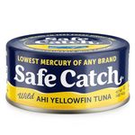 Safe Catch Wild Ahi Yellowfin Tuna Fish Canned, Wild Caught, Lowest Mercury, Lean Protein, Omega 3, Gluten-Free, Kosher, Pack of 6