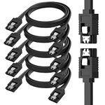 Storite 5-Pack 50cm SATA 3 6.0 Gbps Data Cable with Locking Latch for HDD & SSD (Black - Straight with Both Side Locking Latch)