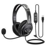 MAIRDI USB Headset Headphone for PC Chat Skype Microsoft Lync with Noise Cancelling Mic and Volume Control Voice Recognition Dragon Nuance Call Button Calls