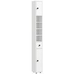 kleankin 71" Tall Bathroom Storage Cabinet, Narrow Toilet Paper Cabinet with Open Shelves, 2 Door Cabinets, Adjustable Shelves, for Kitchen, Hallway, Living Room, White