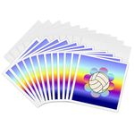 3dRose gc_12405_2 Volleyball Flower on Rainbow Greeting Cards 6 x 6 Inches Set of 12