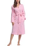 Amorbella Womens Cotton Robe Long Printed Bathrobe with Pockets(Pink Dot,X-Large)