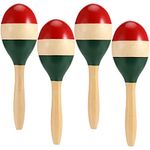 ZEONHEI 2 Pair of 10 Inch Large Wooden Maracas, Hand Painted Wooden Maracas for Parties, Homes, Schools, Performances, Entertainment