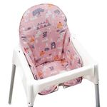 ZARPMA Cotton Seat Covers Compatible for IKEA Antilop Highchair,Cotton Surface and Cotton Padded,Forest Pattern Foldable Baby Highchair Cover for Antilop Child Chair Cushion(Pink Forest)