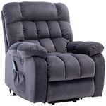 BTM Power Massage Lift Recliner Chair, Upgraded Electric Armchair with Heat for the Elderly, Heavy Duty and Safety Overstuffed Breathable Fabric Reclining Chair Living Room Chair (Dark Grey)