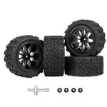 RCMOXETO 1/10 Scale RC Truck Buggy Tires 12mm Hex RC Tires and Wheels PreGlued RC Tires and Rims with Foam Inserts for Traxxas Rustler VXL Stampede Redcat Volcano EPX Pro Blackout XTE Etc 4PCS