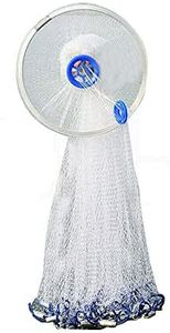 Fishing Cast Net with Aluminum Flying Disc for Bait Trap Fish Saltwater & Freshwater Casting Nets, Quick Throw Mesh Nylon Drawstring Chain Bottom Spread (4.2M/14FT)