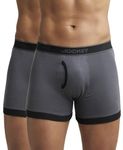 Jockey Men's Super Combed Cotton Rib Solid Boxer Brief with Stay Fresh Properties (Pack of 2)_Style_1017_Asphalt & Black_M