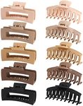 SHALAC Large Claw Clips for Thick Hair, 10 Pack 4.4 Inch, Nonslip Clips Big Hair Claw, Multi Color Hair Accessories for Women Girls (A. Flesh, Wheat, Light Khaki, Chocolate, Black)