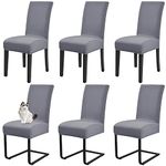 Dining Chair Covers, Dining Chair Covers Set of 6,Stretch Dining Chair Slipcovers Protector, Spandex Seat Covers,Removable Washable Slipcovers ​for Hotel, Restaurant,Dining Room,Banquet(Light Grey)