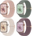 Mastten 4 Pack Solo Loop Braided Straps Compatible with Apple Watch Straps 40mm 41mm 38mm 42mm 44mm 45mm 46mm 49mm Women Men, Stretchy Strap Elastic Sport Band for iWatch SE 10 9 8 7 6 5 4 3 2 1 Ultra