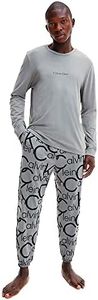 Calvin Klein L/S Jogger Set 000NM2178E Pigiama, Grigio (FD Gry Top/LRG Blk Logo_FD Gry BTM), M Uomo
