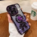 LuxuryKase LK135 Plating bling Astronaut Folding Stand Case for iPhone 15 Pro (TPU | Purple)