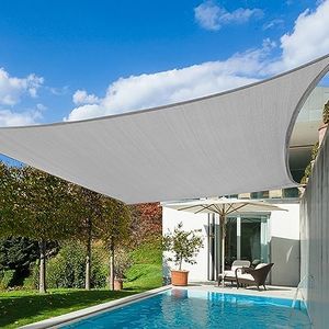 KANAGAWA Sun Shade Sail Curved 16'X20' Gray Rectangle Outdoor Shade Cover UV Blovk Canopy for Patio Garden Backyard Heavy Duty Permeable 185GSM (We Make Custom Size)
