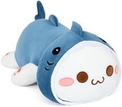 Onsoyours Cute Kitten Shark Plush Toy 20" Stuffed Animal Kitty Soft Shark Cat Large Plush Pillow for Kids (Blue Cat Shark, 20")