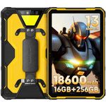 Ulefone Armor Pad 2 11 inch 2K FHD+ Screen Rugged Tablet, 18600mAh, Camping Light, Octa Core 16GB + 256GB Android 13, 48MP Rear Camera, 4G Dual SIM IP68 Waterproof Android Tablet GPS NFC-Yellow