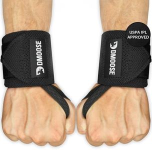 DMoose Wrist Wraps, Avoid Injury and Maximize Grip with Thumb Loop, 18" or 12" Gym Straps Pair, Wrist Straps for WeightLifting, Powerlifting, Bench Press, Bodybuilding, Deadlift Straps for Men & Women