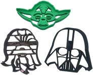 HEROES and VILLIAN COOKIE CUTTERS. Inspired by Darth Vader Mask, Green Yoda and Brown Chewbacca Faces/Heads Cookie Cutters (3 Pack)