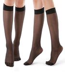 9 Pairs Knee High Pantyhose with Reinforced Toe - 20D Nylon Stockings for Women (9 Black)