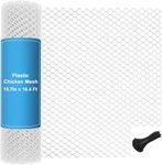 GENNIZZ White Plastic Wire Mesh Fence Roll, 15.7IN x 16.4FT (0.4m x 5m) Chicken Wire Mesh, Durable Plastic Fencing & Netting for Poultry,Dog,Rabbit