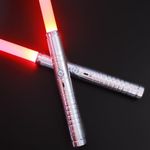 2 Pack Lightsaber 2 in 1 Light Saber for Kids and Teens, RGB 12 Colors, 3 Sounds, Double-Bladed Dueling Lightsabers for Birthdays, Children's Day Halloween