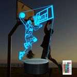 Ammonite Basketball Player 3D Night Light, LED Bedside Lamp for Kids, 16 Colors Changing with Remote Control and Timing Function Kids Bedroom Decor as Xmas Holiday Birthday Gifts for Boys Girls