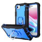 Asuwish Phone Case for iPhone 6/6s/7/8/SE 2020 2022 Cover with Ring Holder Stand Shockproof Heavy Duty Cell Accessories i Six Seven 6a i6 i7 i8 7s 8s SE2020 SE2 2 SE2022 SE3 3 Women Men Black+Blue