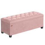 SONGMICS Storage Ottoman Bench, Ottoman Foot Rest with Legs, 40 x 110 x 40 cm, End of Bed Bench, Storage Chest, Load up to 300 kg, for Living Room, Bedroom, Entryway, Jelly Pink LSF089R02