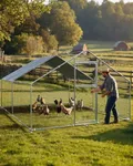 GarveeLife Chicken Coop, Large Chicken Coop for 10/20 Chickens, Metal Chicken Coop with Waterproof and Anti-UV Cover, Outdoor Chicken Coop Run 13.1 x 9.8 x 6.4 Ft