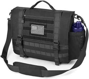 MOZETO Mens Messenger Bag, Tactical Inspired 15.6 Inch Laptop Briefcases Computer Satchel Office Work Bag for Men YKK-Zippers, Black