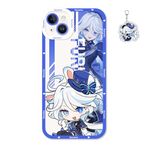 Genshin Impact Phone Case Multi-Model Compatible with iPhone 15/14/13/12/11/XS/XR Genshin Impact Protective Cover, Free Keychain (Furina,iPhone 14)