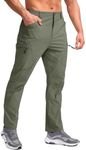 Pudolla Men's Hiking Pants Waterproof Travel Cargo Pants with 7 Pockets Stretch for Golf Fishing Climbing, Slate Green, Medium