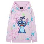 Disney Girls Hoodie, Soft Hooded Sweatshirt for Kids and Teenagers - Girls Gifts (Pink Splatter Stitch, 9-10 Years)