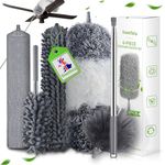 Swetfela 6 PCS Feather Duster, Duster Expandable 10-100 Inches, Reusable Bendable Dusters for Cleaning, Extendable Duster for Cleaning Dust Cobwebs on High Ceiling Fans Lights Blinds Cars Furniture