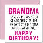 Funny Birthday Cards for Grandma - Having Me As Your Grandchild Greatest Gift Wish - Joke Happy Birthday Card from Grandson Granddaughter, Banter Gifts, 145mm x 145mm Greeting Cards for Gran Granny