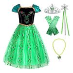 ReliBeauty Girls Princess Costume Dress up, 7-8 Years, Apple Green(with Accessories)