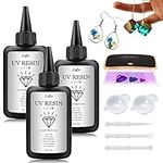 UV Resin Kit - 300g Crystal Low Odor Clear UV Curing Resin with 36W UV Lamp, Mixing Accessories for DIY Jewelry Making, Crafts, Pendant - Hard Type UV Glue Epoxy Resin for Casting, Resin Mold