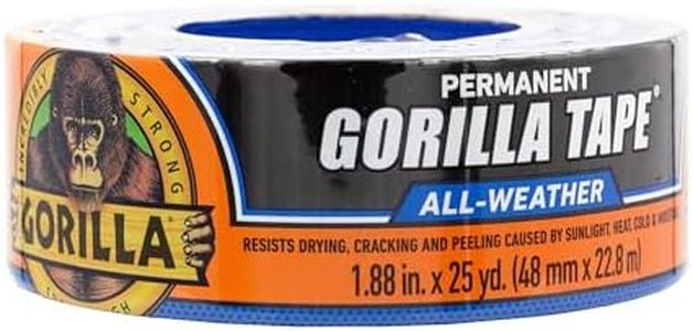 Gorilla All Weather Outdoor Waterproof Duct Tape, UV and Temperature Resistant, 1.88" x 25 yd, Black, (Pack of 1)