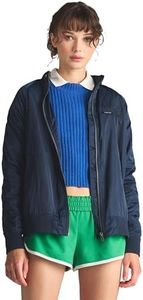 Members Only Iconic Boyfriend Jacket for Women with Satin Finish (Navy, XL)