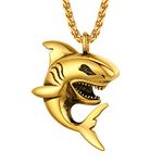 PROSTEEL Shark Necklace Men Big Gold Plated Rock Punk Jewelry