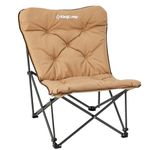 KingCamp Luxury Camping Chairs for Adults Heavy Duty Padded Oversized folding chair luxury with Washable Seat Portable Carry Bag,Comfy Moon Chair for Outdoor Indoor Garden Picnic,Loadable 136kg,Khaki