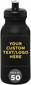 DISCOUNT PROMOS Custom 20 oz. Water Bottles with Push Cap Set of 50, Personalized Bulk Pack - Perfect for Gym, Hiking, Camping, Outdoor Sports - Black