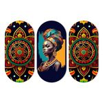 Artvibes African Lady and Mandala Pattern Wooden Wall Hanger for Home | Office | Living Room | Gift | Modern Decoration Items | Kitchen Wall Decor | Artworks (WH_9017N), Set of 3