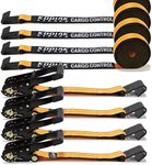 4 Pack 2" x 27' Ratchet Tie Down Straps with Flat Hooks, 10000 LBS Break Strength Cargo Truck Strap Heavy Duty Perfect for Moving Appliances, Lawn Equipment and Motorcycles KODIAK STRAPS