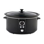 Hamilton Beach Slow Cooker, Digital, 6.5 Litres, 320W, Family-Sized, Makes 8+ Portions, 3 Heat Settings, Removable, Dishwasher Safe Ceramic Bowl, Black - HBCDE650BLK