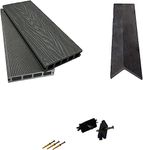 Composite WPC Decking Boards Embossed Woodgrain Plastic kit Including 2.2mts Long (20 Square Meters, Grey)