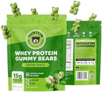 Yumtein Protein Gummy Bears - 15g Complete Protein, 0g Sugar, 0g Fat - Halal Beef Gelatin - Natural Colors - 170 Cal (12-Pack, Green Apple)