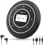 HOTT C105 Portable CD Player, Rechargeable Battery,Bluetooth/FM Transmit/AUX-Out, Anti-Shock, Backlight Vision Display, 5 EQ Modes for Car & Home Use